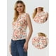 thumbnail image 2 of Blusa elegante Allegra K Sin mangas Vintage 1950 volantes Oficina Mujer Blanco Rosa-floral XL, 2 of 6