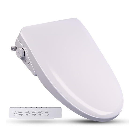 Electric Bidet Seat with Heated Seat, Warm Water, Rear and Lady Wash, Air Dryer, Self Cleaning Nozzle, and Wireless Remote