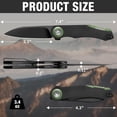 thumbnail image 6 of FLISSA Button Lock Folding Knife, 3.1" D2 Steel Blade EDC Pocket Knife with G10 Handle, Flipper, Belt Clip, Bearings for Outdoor Camping, Hiking, Fishing, Hunting, Gift for Men & Women (Green), 6 of 7