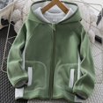 thumbnail image 2 of DJDLJWCJ Boys Windbreaker Jacket Warm Polar Fleece Winter Coat Comforty Soft Full Zipper Hooded Jacket Green Size 10, 2 of 5