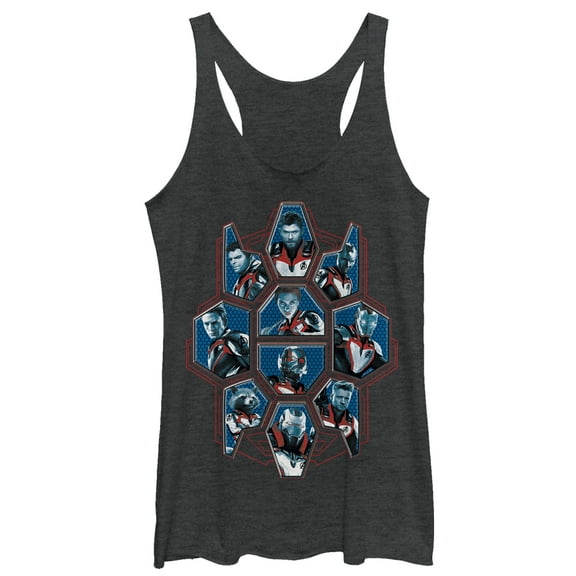 Women's Marvel Avengers: Endgame Hero Honeycomb Racerback Tank Top Black Heather X Small