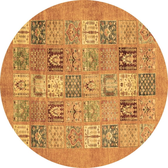 Ahgly Company Indoor Round Abstract Brown Modern Area Rugs, 4' Round