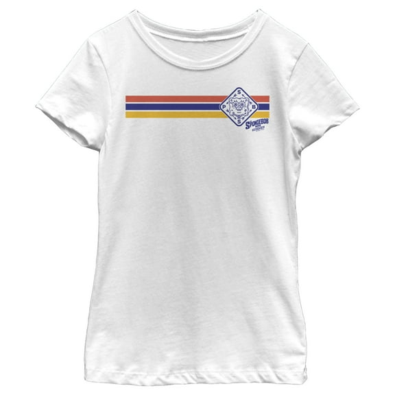 Girl's SpongeBob SquarePants Sponge on the Run Retro Compass Graphic Tee White Medium