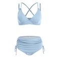thumbnail image 6 of Linfrsh Women's Tummy Control Bikini Sets Twist Front Swimsuits High Waisted Bathing Suits Sexy Bikinis for Women Sky Blue,S, 6 of 7