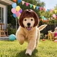 thumbnail image 5 of huayou Pet Bob Wig, Short Hair Costume Headpiece with Adjustable Tie Strap, Synthetic Hair Dress-up Accessory for Small & Medium Dogs and Cats, for Party, Cosplay & Daily Photography Use, 5 of 7