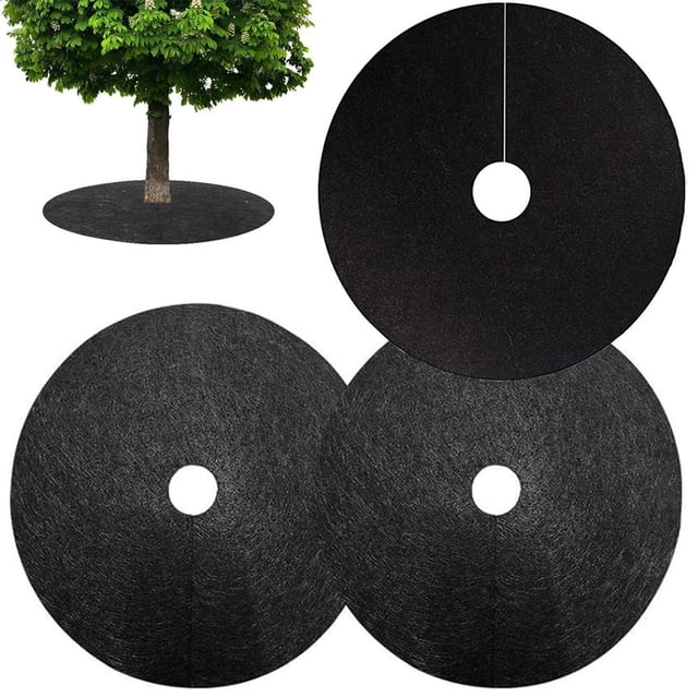 Estbridg 4 Pieces 20.5 Inch Non Woven Tree Mulch Ring Tree Protector Reusable Tree Weed Round Fabric Tree Root Barrier Weed Barrier Mats for Landscape Weed Control Plant Root Protectio