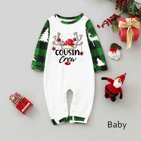 

JUNBYONE Parent-Child Wear Plaid Print Round Neck Long Sleeve Loungewear Set Family Set