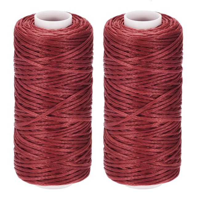 Unique Bargains Fil à Coudre en Cuir Ciré en Polyester Rouge Foncé, 55 Yards, Lot de 2