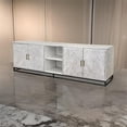 thumbnail image 6 of Benjara Jen 87" Sideboard Cabinet- Doors- Shelves- Black Iron Stand- Cream Wood, 6 of 6