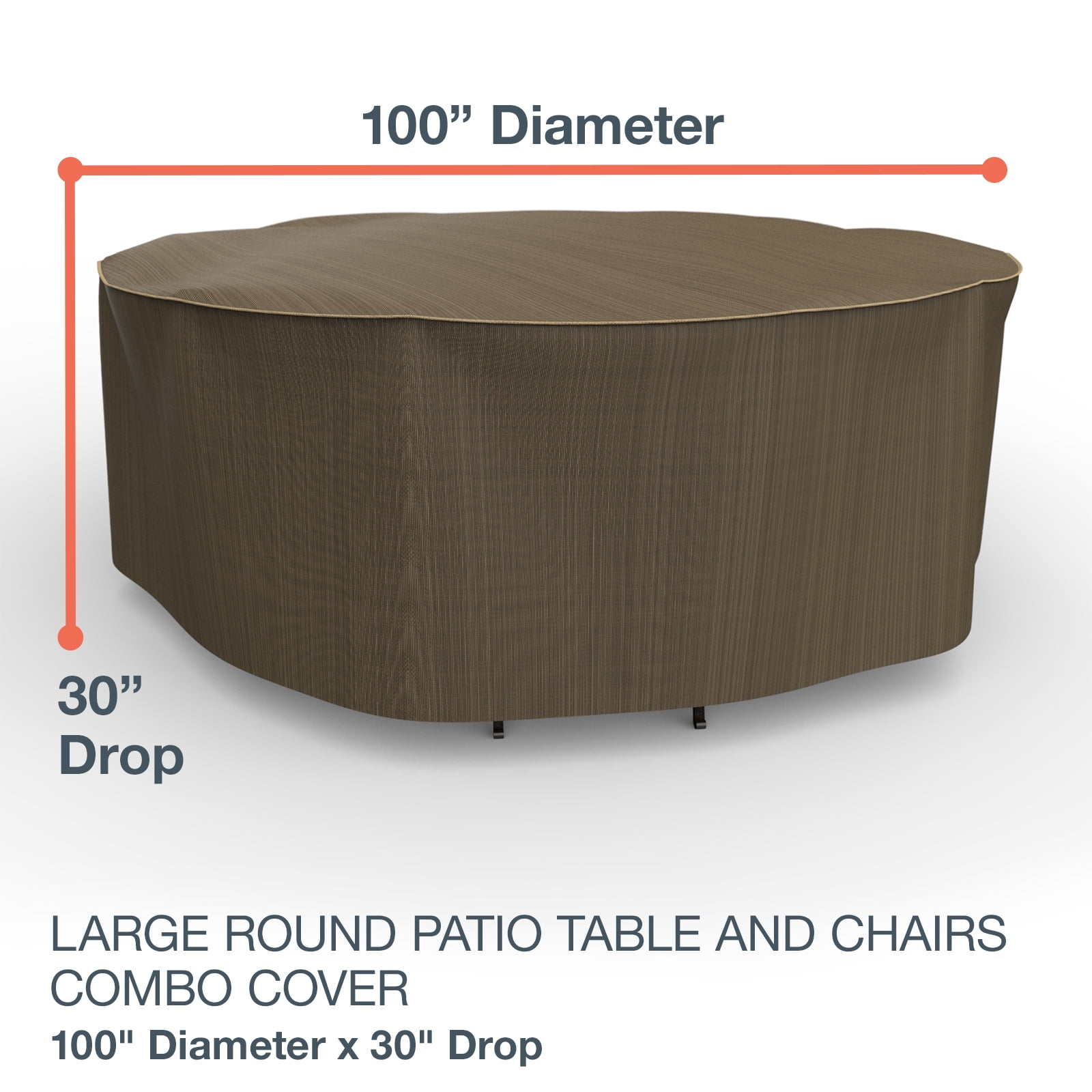 Budge L Black and Tan Patio Round Table/Chairs Cover, StormBlock™ Hillside