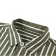thumbnail image 3 of LODIENY Striped Long Sleeve Dress Shirt for Men Button Down Collared Baggy Stylish Work Blouses with Pockets Green L, 3 of 4