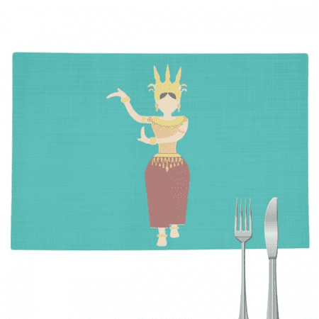 

Cambodian Festival Dancing Women Placemat Pad Kitchen Woven Heat Resistant Cushion Rectangle