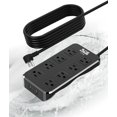 thumbnail image 1 of Power Strip APS de 8 salidas, 3 USB (1 USB-C), 10 pies, resistente al agua, color negro, 1 of 6