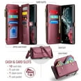 thumbnail image 3 of CaseMe Leather for Samsung Galaxy S22Ultra Case Wallet【RFID Blocking】with 10-Card Holder Zipper Bills Slot, Soft PU Leather Magnetic Shoulder Wrist Strap for Samsung Galaxy S22Ultra Wallet Case Women, 3 of 11