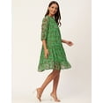 thumbnail image 2 of Moomaya Women's Printed Chiffon Dress, Puffed Sleeves, Knee Length Flared Summer Dress, 2 of 8
