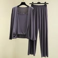 thumbnail image 5 of BWASD Pajamas for Women Set 3 Piece Casual Loose Fit Breathable Soft Modal Sleep Wear Long Sleeve Cardigan Sleeveless Cami and Long Home Clothes Summer (Grey M), 5 of 6