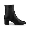 thumbnail image 3 of BLISSFUL STEP Women's Ankle Boots Square Toe Block Heel Side Zip Faux Leather Booties Black 9, 3 of 7