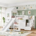 thumbnail image 3 of Bellemave Low Twin Size Loft Bed with Slide, Desk, Stairs and Storage, Wood House Loft Bed Frame with 3 Drawers and Shelves, Space Saving Design for Kids Boys Girls（White）, 3 of 8