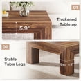 thumbnail image 4 of Tribesigns 39.37" Low Square Coffee Table, Farmhouse Large Tea Accent Table Center Table for Living Room(Dark Brown), 4 of 7