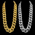 thumbnail image 1 of Neinkie Men's Chunky Necklace, Rapper Fake Gold Chain 90s Hip Hop Fake Gold Necklace Costume Accessory, 1 of 7