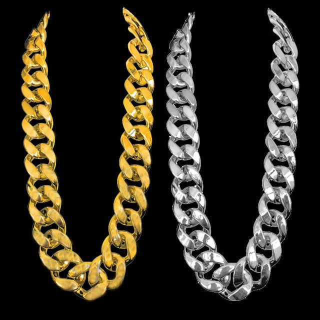 Neinkie Men's Chunky Necklace, Rapper Fake Gold Chain 90s Hip Hop Fake Gold Necklace Costume Accessory
