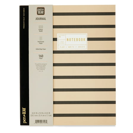 Pen+Gear Textured Stripe Journal, 8" x 10", 160 Ruled Pages, Adult