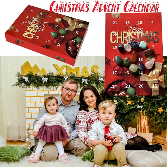 Yhmxh Christmas Decorations,Christmas Ornaments Christmas Advent Calendar 2025,24 Natural Crystal Agate Days Advent Calendar