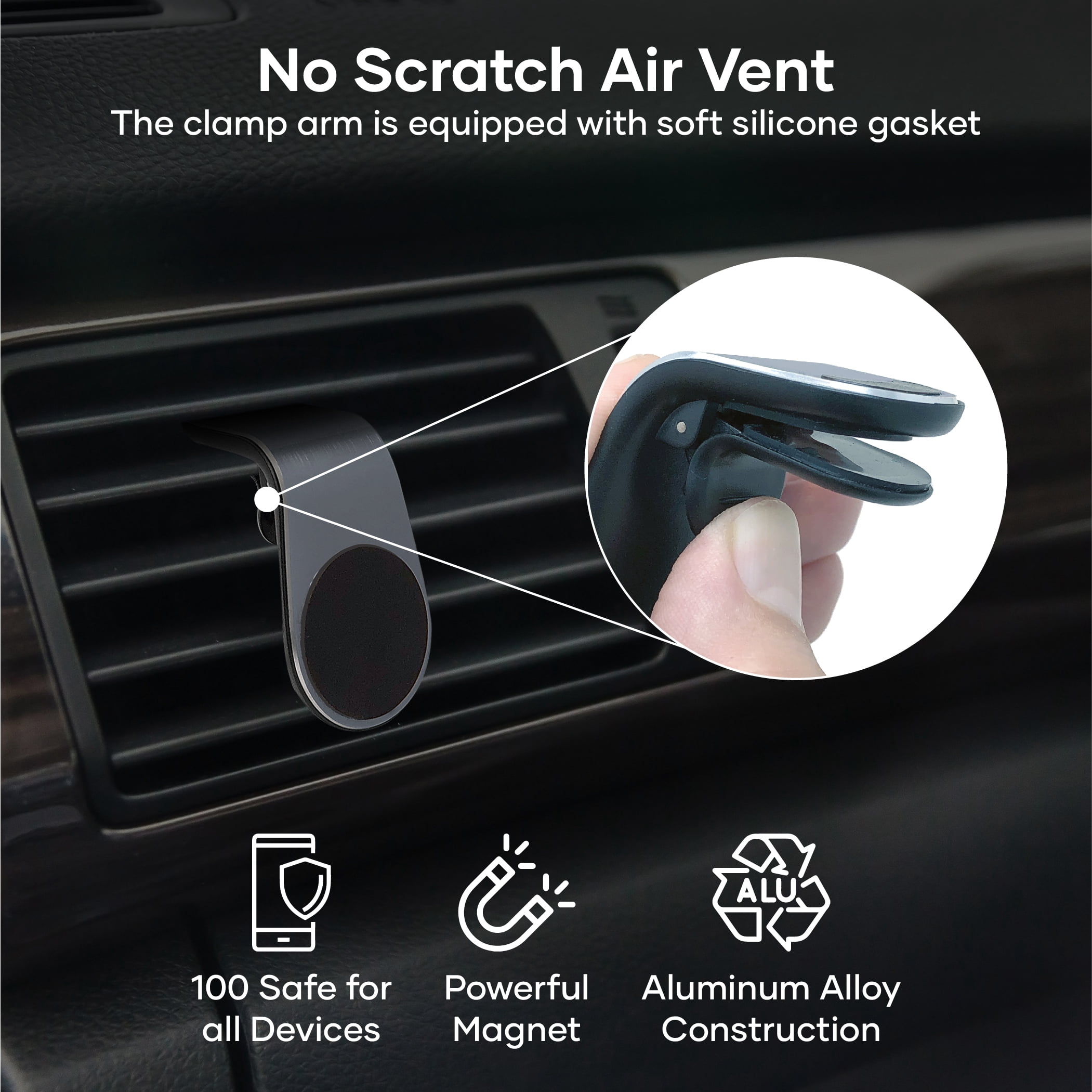 Premier Magnetic Vent Clip Mount Phone Holder for Cell Phones and Mini Tablets, Rosegold