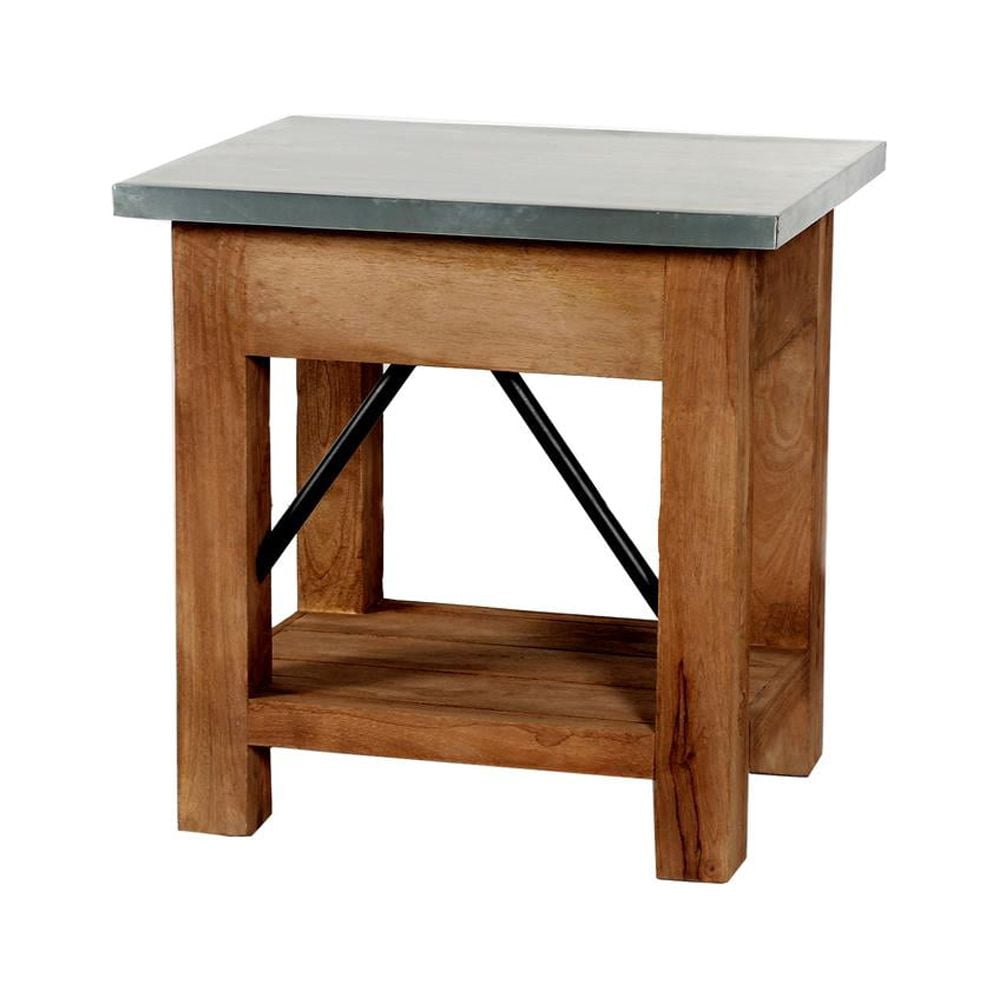 Alaterre Millwork 22" Wood and Zinc Metal End Table with Drawer