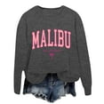 thumbnail image 5 of Womens Crewneck Sweatshirt Malibu Letter Print Fall Crewneck Sweatshirt Relaxed Fit Basic Top Essential Casual Outfit Hoodies for Women Grey M, 5 of 6