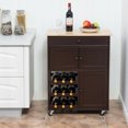 thumbnail image 4 of Gymax Modern Rolling Kitchen Cart Trolley Island Storage Cabinet w/Drawer&Wine Rack, 4 of 10