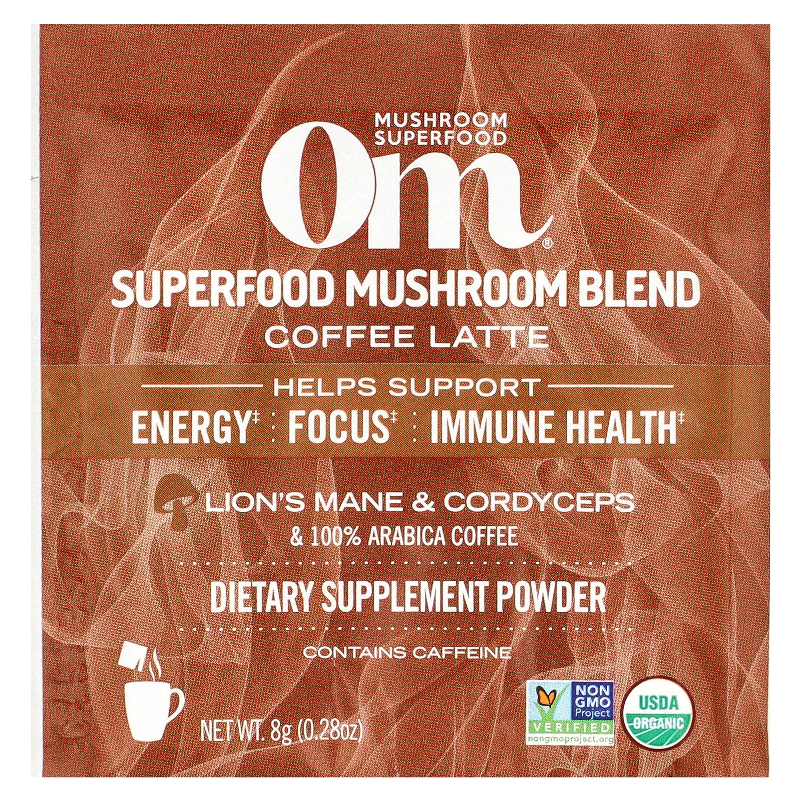Organic Mushroom Nutrition Mushroom Coffee Latte Blend 10 Pkts