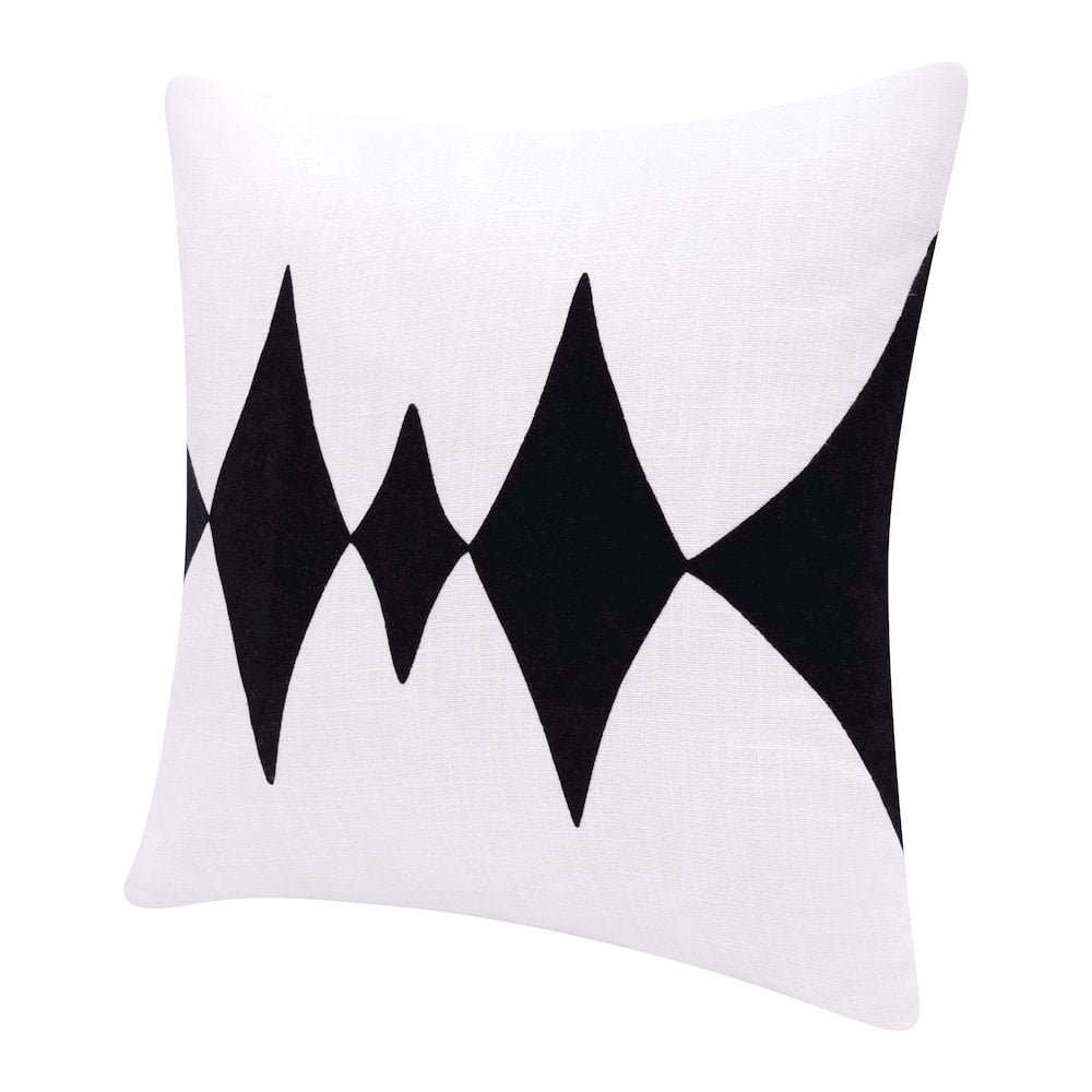 LR Home Stacy Garcia Cotton Blend Poly Filled Pillow in Black/White, 20" x 20"