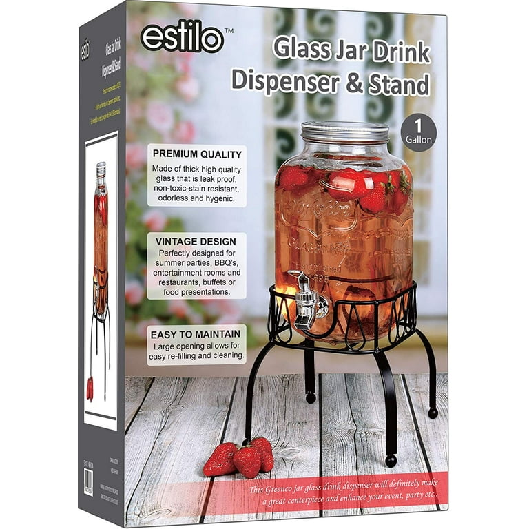 Estilo Glass Drink Dispenser for Parties - Set of 2-1 Gallon Halloween  Drink Dispenser with Stand, G…See more Estilo Glass Drink Dispenser for  Parties