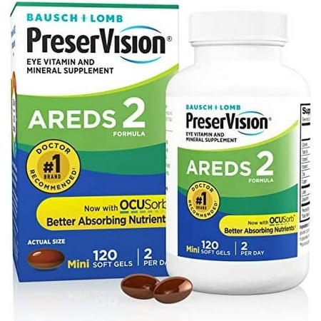PreserVision AREDS 2 Eye Vitamin & Mineral Supplement, Contains Lutein, Vitamin C, Zeaxanthin, Zinc & Vitamin E, 120 Softgels (Packaging May Vary)
