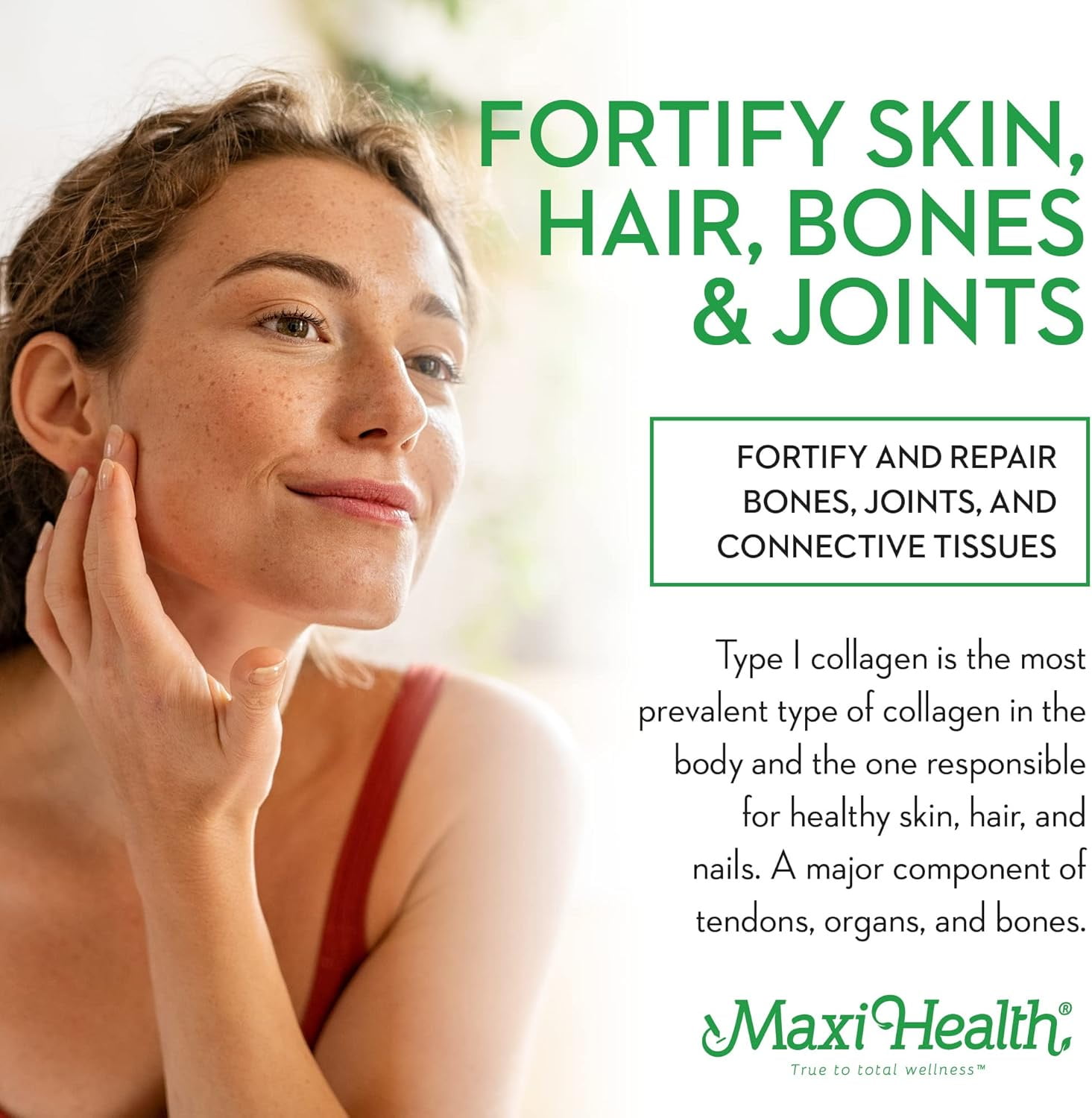 Maxi Health Marine Collagen Powder – Type I Hydrolyzed Protein for Skin, Hair, and Joint Support – 10.75 oz