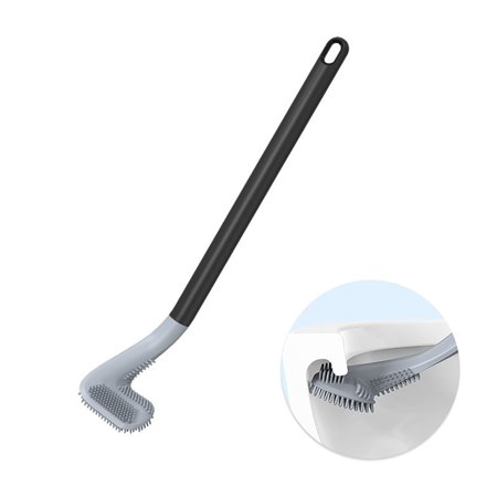Hirundo Golf Toilet Brush, Long Handled Toilet Brush, Flexible Silicone Toilet Bowl Cleaning Brush, No Dead Corner (Black)