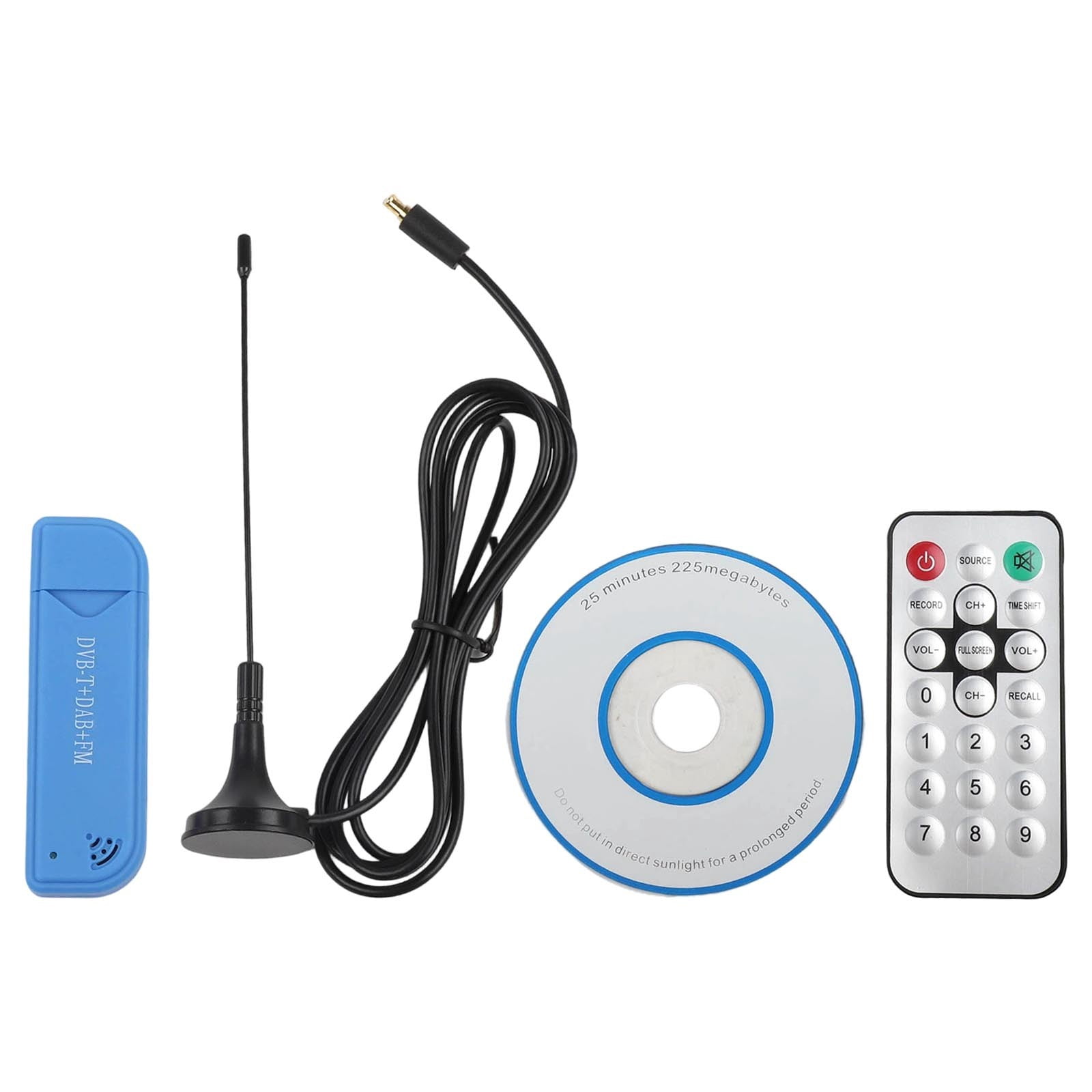 USB2.0 25MHz-1760MHz FM Digital TV Tuner Dongle Receiver with Antenna for