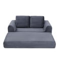 thumbnail image 3 of 2-In-1 Folding Convertible Sofa Bed, Modern Corduroy Sleeper Couch with 2*Pillows, Futon Modular Upholstered Boneless Loveseat with Pull-Out Bed, Folding Floor Modular Couch for Living Room (Gray), 3 of 11