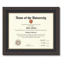 ArtToFrames 16x20 inch Diploma Frame - Framed in Grey and Black Frame with Black and Gold Mats, Comes with Regular Plexi Glass and Sawtooth Hanger for Wall Hanging (D-4448-16x20)