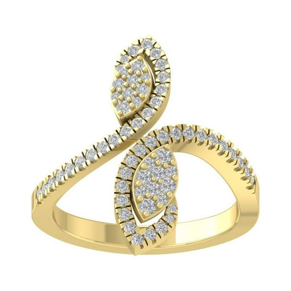 ARAIYA FINE JEWELRY 10K Yellow Gold Lab Grown Diamond Bypass Band Ring (1/2 cttw, D-F Color, VS Clarity), Size 7