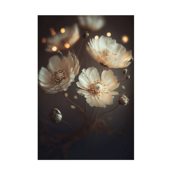 Canvas Wall Art - Treechild 'Creme Beige Flowers' Wall Art for Living Room, Bedroom, or Office D?cor by Trademark Fine Art - 12 x 19 Inches