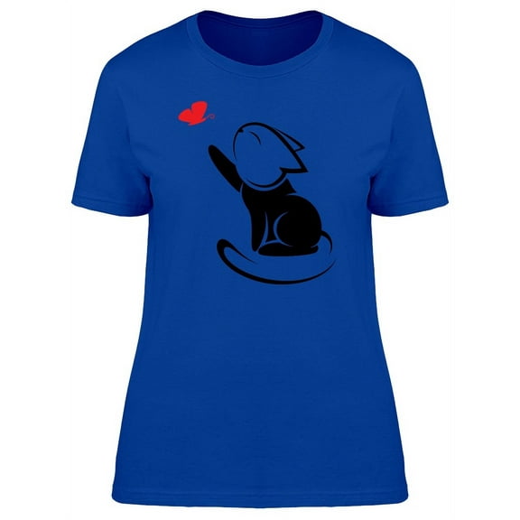 Cat Caricature With Butterfly T-Shirt Women -Image by Shutterstock, Female Small