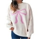thumbnail image 2 of Ailaofu Womens Fall Winter Casual Sweater Cute Bow Crewneck Long Sleeve Baggy Knit Sweatshirt Top Trendy Aesthetic Clothes, 2 of 6