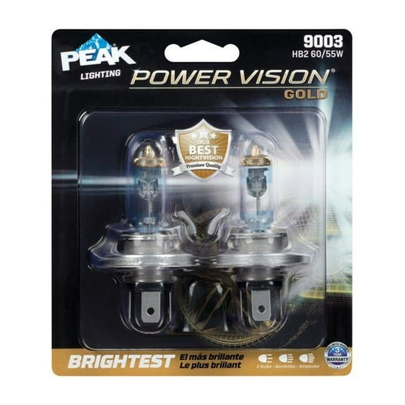 Power Vision Gold 12.8 V Halogen T5 Automotive Bulb - 9003 HB2 60 & 55W - Pack of 2