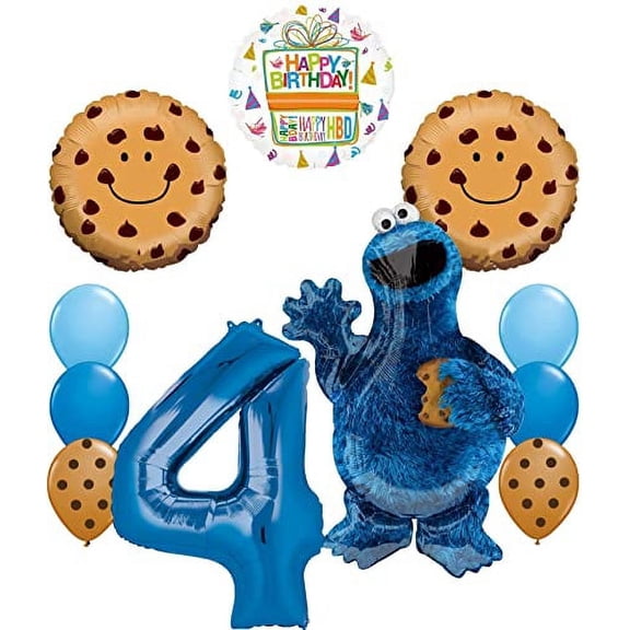 Cookie Monster 4th Birthday Party Supplies 11 pc Balloon Bouquet Decorations