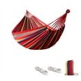 thumbnail image 2 of Double Hammock 2 People Canvas Cotton Hammock with Carrying Bag Travel, Rainbow Stripes, 2 of 5