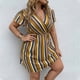 thumbnail image 1 of Puntoco Vestido De Manga Corta Con Cuello En V, Estampado De Verano Para Mujer, Talla Grande, Suelto, Dorado, Xxl, 1 of 7