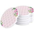 thumbnail image 1 of RYLABLUE Moroccan Style Pink Spring Flowers Set of 4 Car Coaster for Drinks, Absorbent Ceramic Stone Coasters Cup Mat with Cork Base for Home Kitchen Room Coffee Table Bar Decor, 1 of 5
