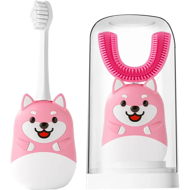 1 paquete de cepillo de dientes eléctrico para niños, cepillo de dientes en U para niños pequeños, cepillo de dientes recargable para niños, cepillo de dientes ultrasónico con 3 modos de limpieza, ed